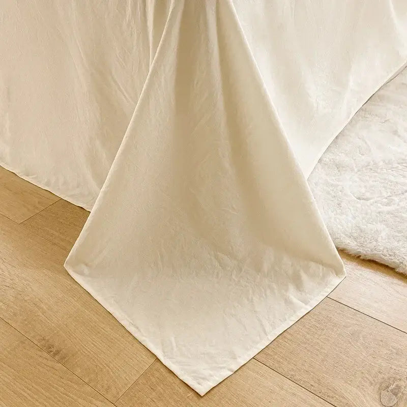 Cream ribbed bubble yarn fabric bedding set featuring a soft cream-colored duvet cover with textured bubble yarn fabric