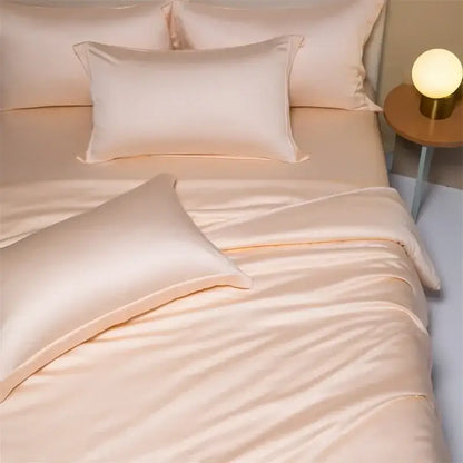 Cream satin 120s natural fabric bedding set with a smooth glossy finish for cooling bedroom sheets decorbites 120s natural