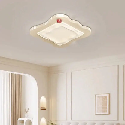 Cream style beige cloud led ceiling light with a cream-colored glossy finish and red accent for bedroom decorbites ceiling light
