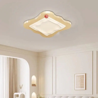 Cream style beige cloud LED ceiling light with white diffuser and red accent for bedroom decorbites ceiling light
