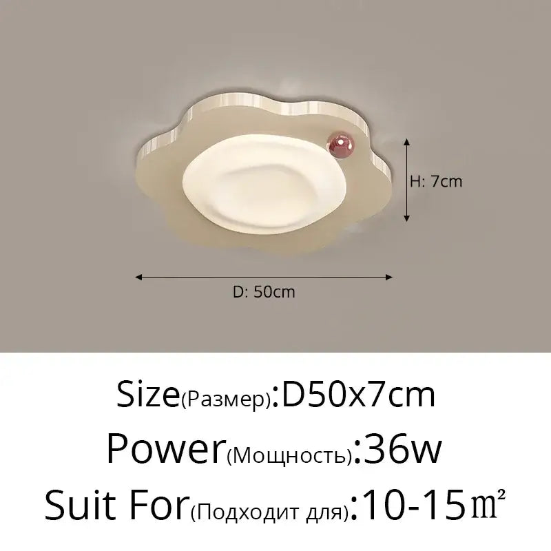 Cream style beige cloud led ceiling light with soft cream color and glossy pink accent for bedroom decorbites ceiling light