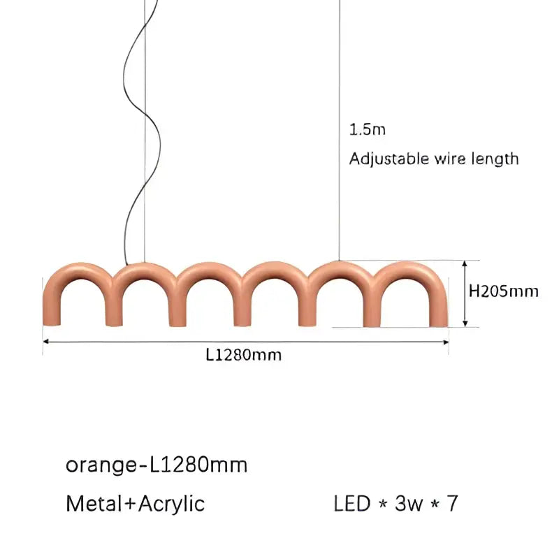 Orange modern pendant light with curved metal and acrylic arches for living room decorbites cream style nordic chandelier