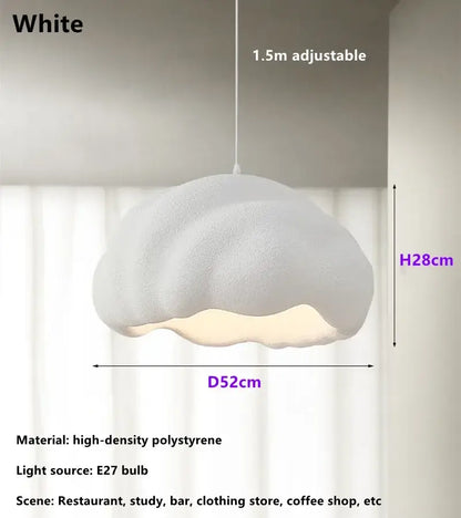Cream wabi sabi cloud pendant chandelier dining room light with white high-density polystyrene and e27 bulb decorbites cream wabi