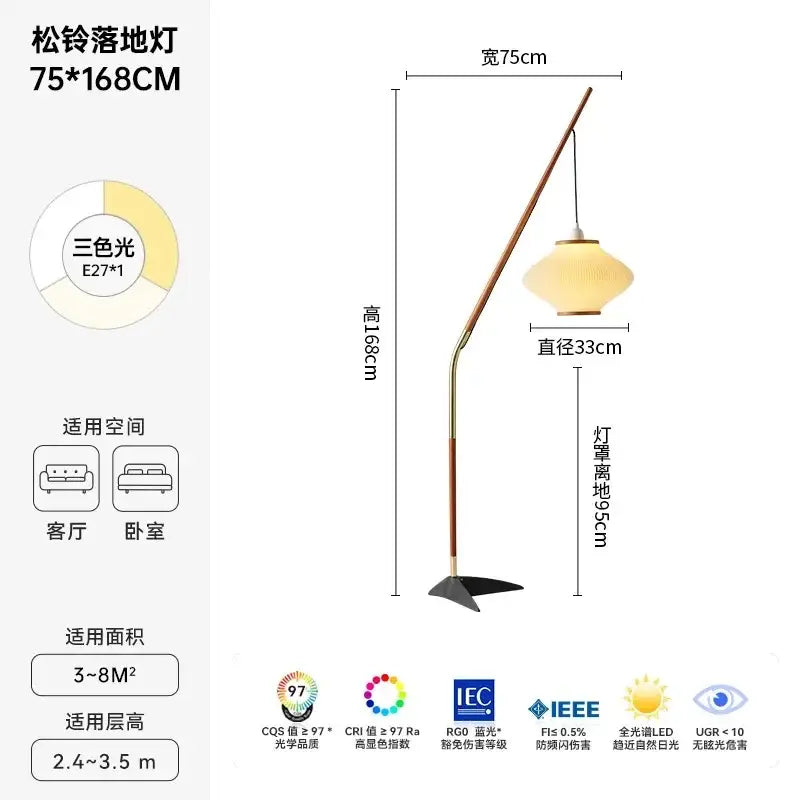 Cream wind acrylic amber glass floor lamp with curved brass stand and warm yellowish gold shade for living room decorbites cream wind
