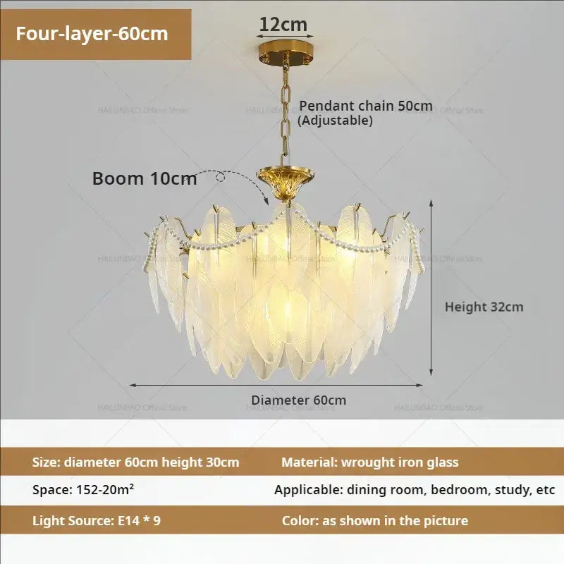 Cream wind feather pearl crystal chandelier with golden wrought iron frame and translucent glass shades for living room decorbites cream wind