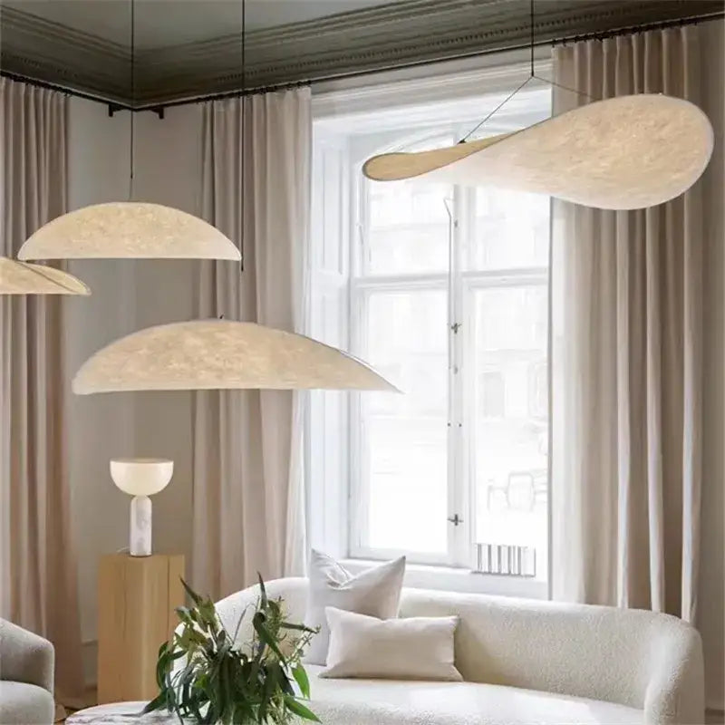 Cream woven teardrop pendant light with organic shape and textured matte finish for living room decorbites tense lamp
