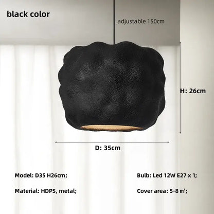 Black textured hdps and metal creamy style pendant with adjustable chain and warm-toned base for bedroom decorbites pendant lights
