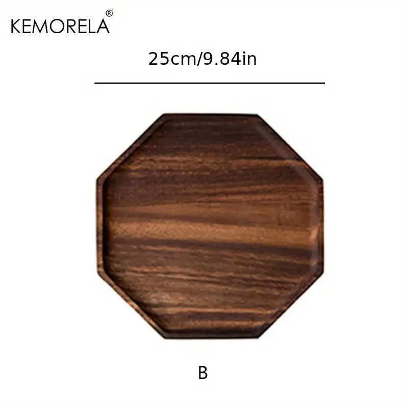 Creative acacia wood octagonal tray by kemorela with dark walnut finish and natural wood grain for dining decorbites creative acacia