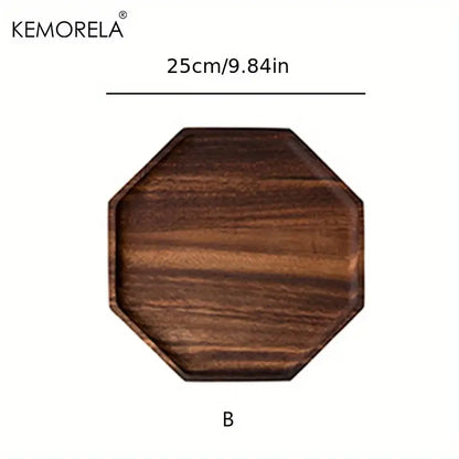 Creative acacia wood octagonal tray by kemorela with dark walnut finish and natural wood grain for dining decorbites creative acacia