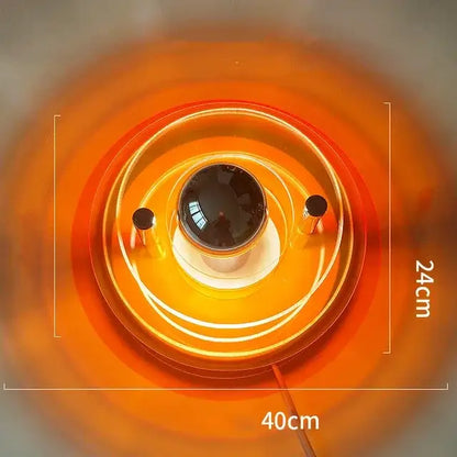 Orange circular infrared wall lamp with concentric rings and central bulb by decorbites creative acrylic wall lamp
