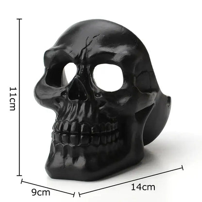 Black glossy plastic skull ashtray 14cm wide 11cm tall creative skull ashtray for living room smoking gift