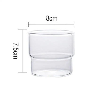 Clear glass coffee smoothie cup with double-walled heat resistant design 8cm diameter 7.5cm tall decorbites creative
