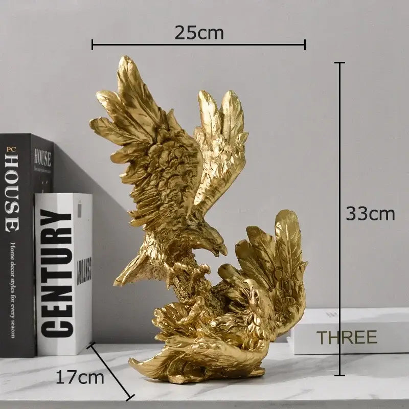 Creative golden flying eagle resin desk decoration featuring detailed feathering and dynamic pose for office decorbites flying eagle