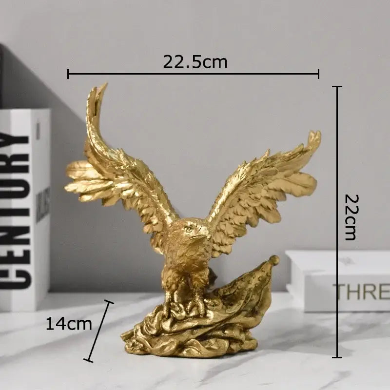 Creative golden flying eagle resin desk decoration featuring detailed feathered wings and textured metallic finish