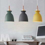 Wood Iron Pendant Light Single-Head Rustic Style