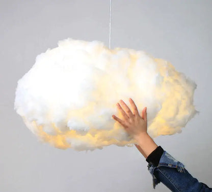 Creative white cotton cloud pendant lamp decorbites pendant lamp with soft fluffy design and warm yellow glow for kids bedroom