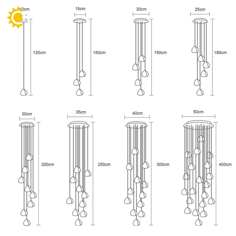Crystal Ball Staircase Pendant Light in Brushed Stainless