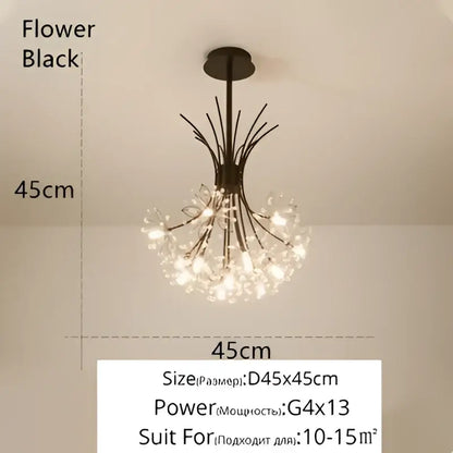 Black metal crystal bionic petals chandelier with gold accents for dining room decorbites crystal bionic lighting