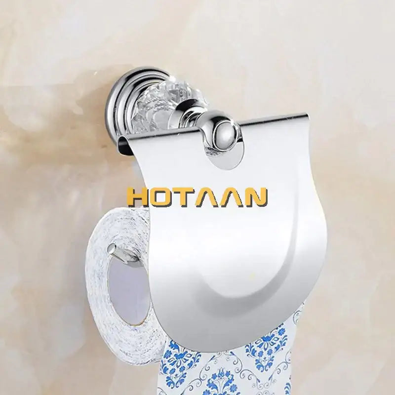 Chrome finished crystal chrome toilet paper holder with clear crystal knob modern design decorbites paper holder