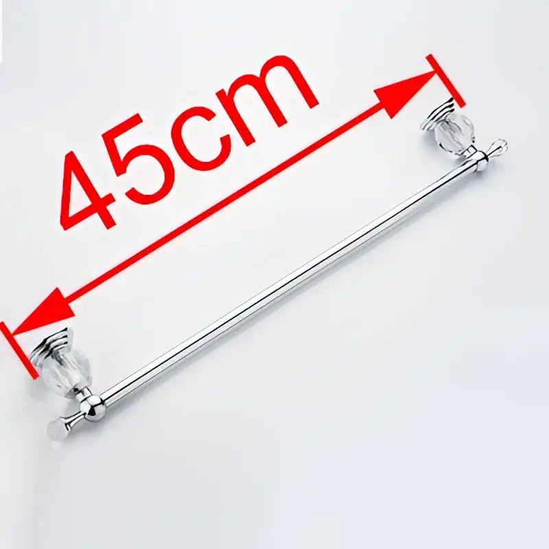 Chrome finished decorbites crystal chrome towel bar with faceted crystal end caps measuring 45cm length