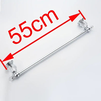 Crystal chrome towel bar with faceted decorbites crystal chrome end caps measuring 55cm for bathroom use