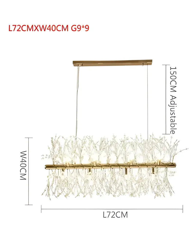 Gold-toned decorbites dandelion chandelier led pendant lamp with clear crystals for dining room decor