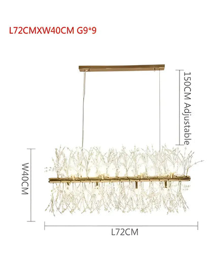 Gold-toned decorbites dandelion chandelier led pendant lamp with clear crystals for dining room decor