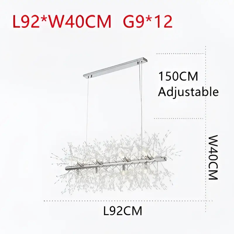 Silver modern decorbites dandelion chandelier pendant lamp with adjustable design and crystal embellishments for dining room