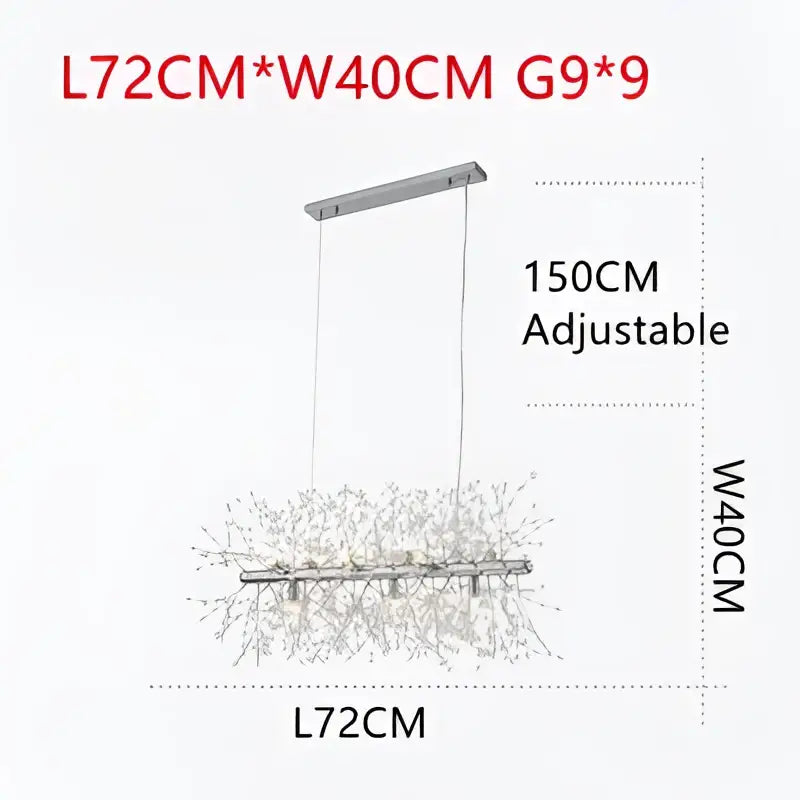 Silver modern decorbites dandelion chandelier pendant lamp with sleek adjustable design and crystal-like accents for dining room