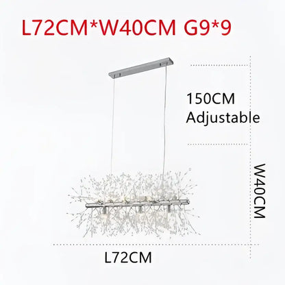 Silver modern decorbites dandelion chandelier pendant lamp with sleek adjustable design and crystal-like accents for dining room
