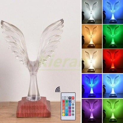 Clear acrylic angel figurine with illuminated wings on wood base crystal eagle led table lamp for bedroom decorbites crystal eagle