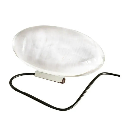 Translucent oval crystal eye sky led table lamp with chrome base and black cord for bedroom decorbites crystal eye projector