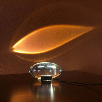 Clear glass orb sky led table lamp by decorbites crystal eye casting warm golden leaf light pattern for bedroom decor