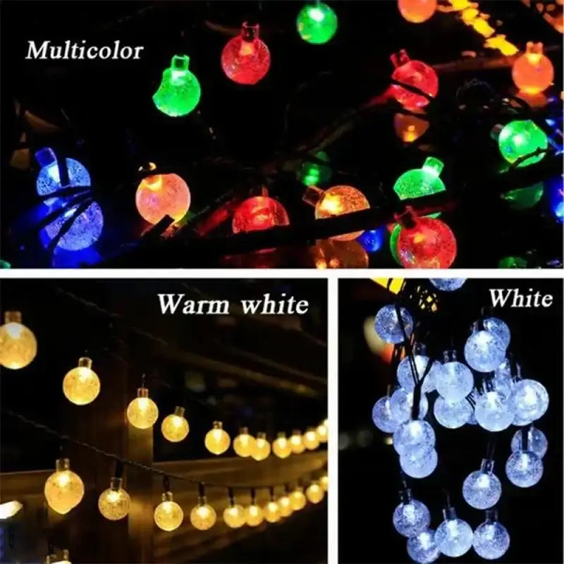 Crystal fairy solar fairy string lights with multicolor warm white and cool white led frosted glass globe bulbs for decorbites