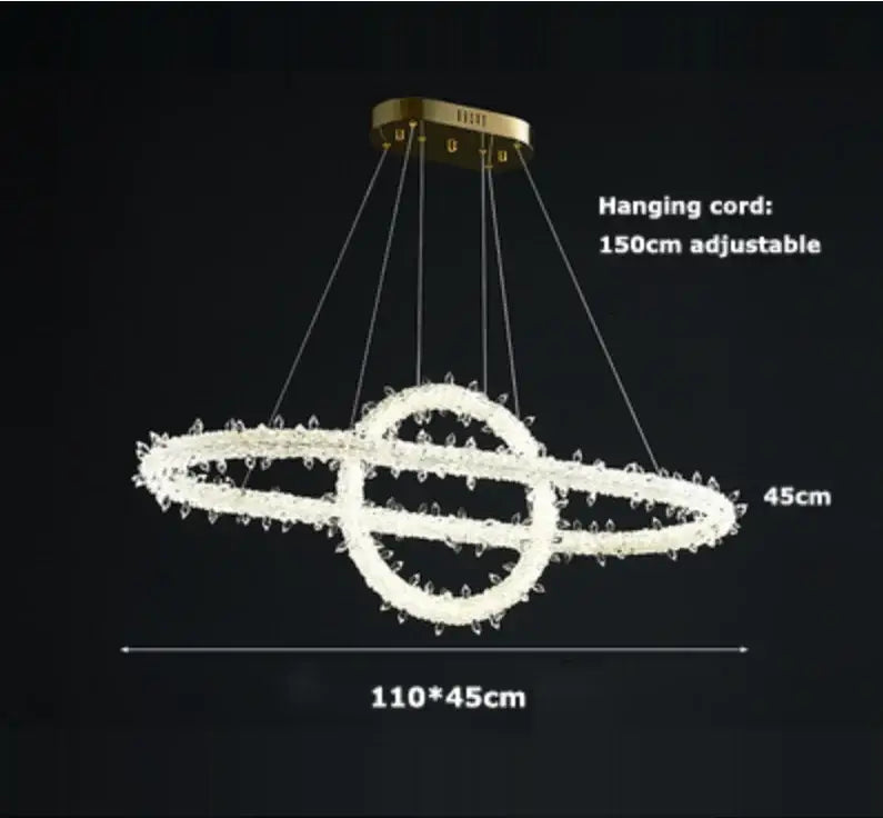 Crystal flower led ring chandelier with interlocking clear crystal beads and gold-toned mount for dining room decorbites crystal flower