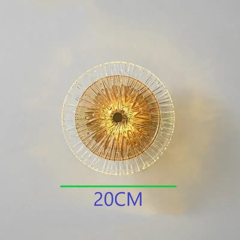 Crystal led wall lamps with a 20cm clear glass design and golden central illumination for living room decorbites decor