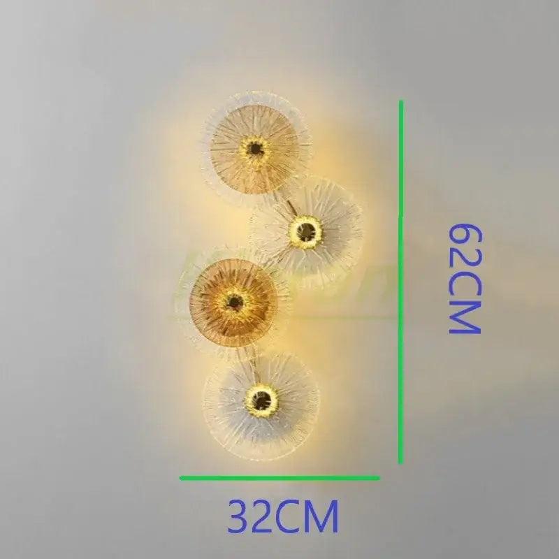 Three-tiered crystal led wall lamp with golden glass sconce and natural woven rattan for living room decorbites decor