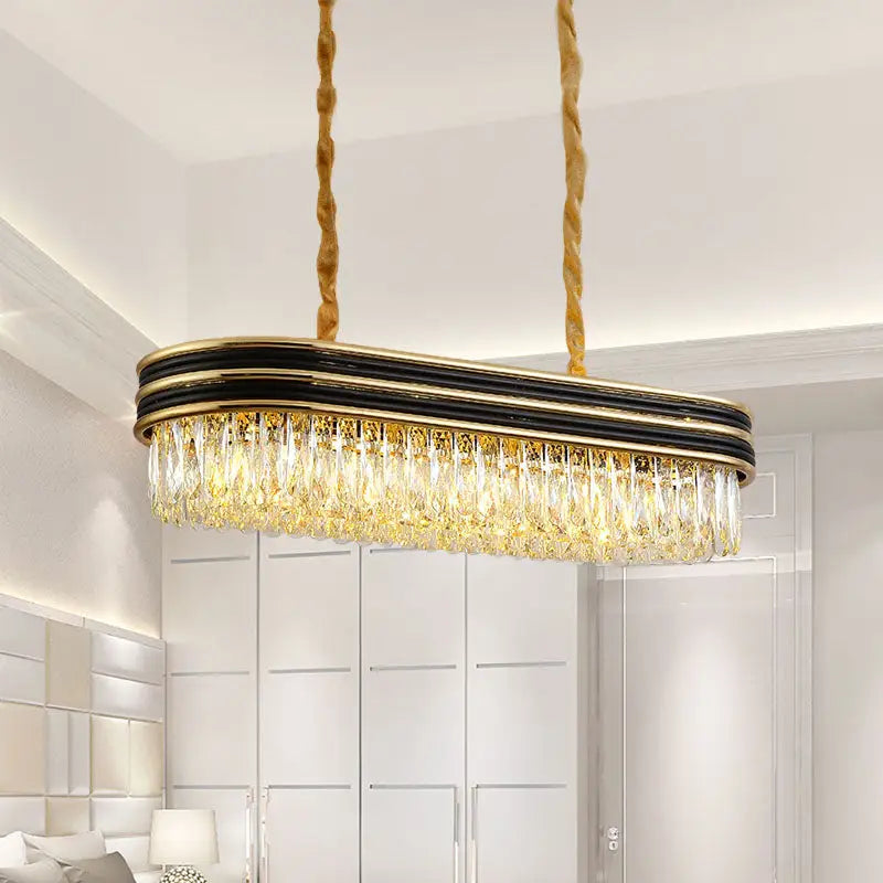 DecorBites 10-light crystal pendant ceiling light with black and gold frame and clear prisms for e12 e14 bulbs