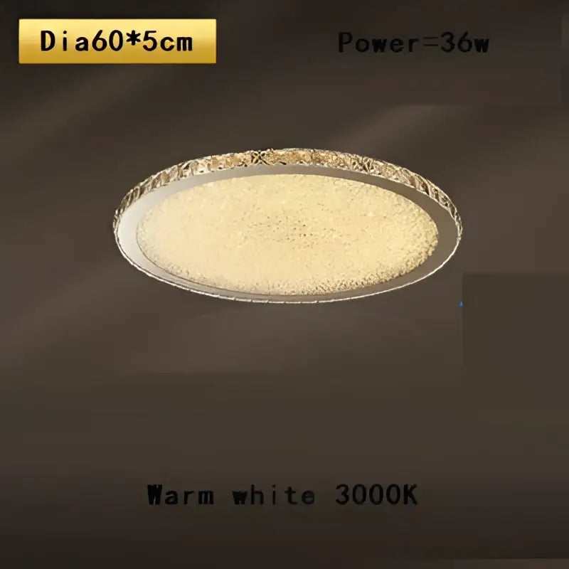 Crystal round ceiling lamp with frosted glass and metallic frame featuring warm white LED illumination for living room decorbites ceiling lamp