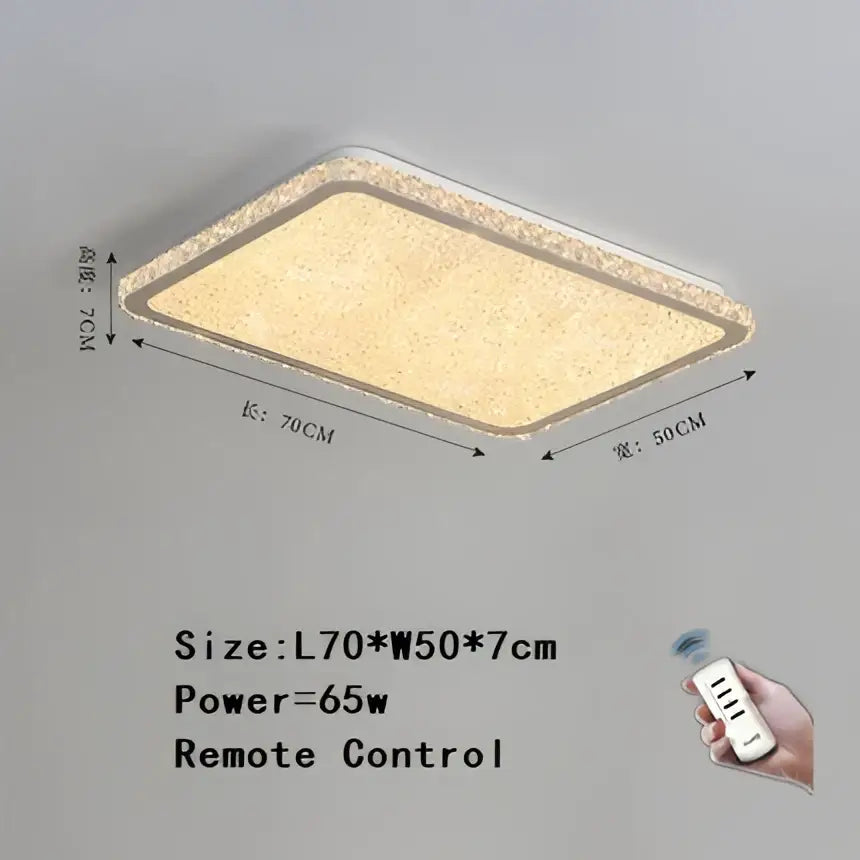 Rectangular ceiling lamp with textured golden-yellow illuminated surface and silver frame for decorbites crystal round ceiling