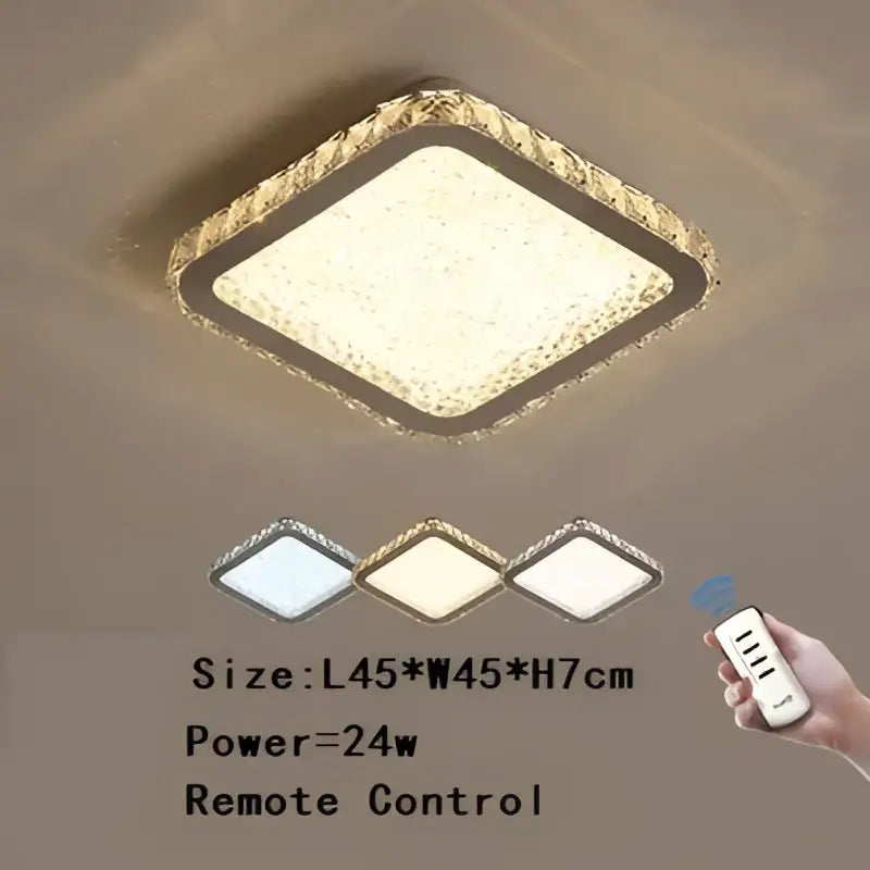 Square-shaped ceiling lamp with textured golden-brown frame and frosted glass glowing warm white for decorbites crystal round ceiling