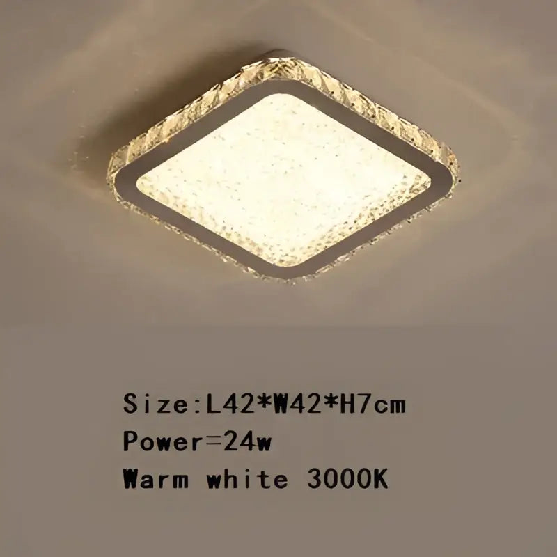 Square-shaped ceiling lamp with sparkling crystal border and warm white light for decorbites crystal round ceiling use