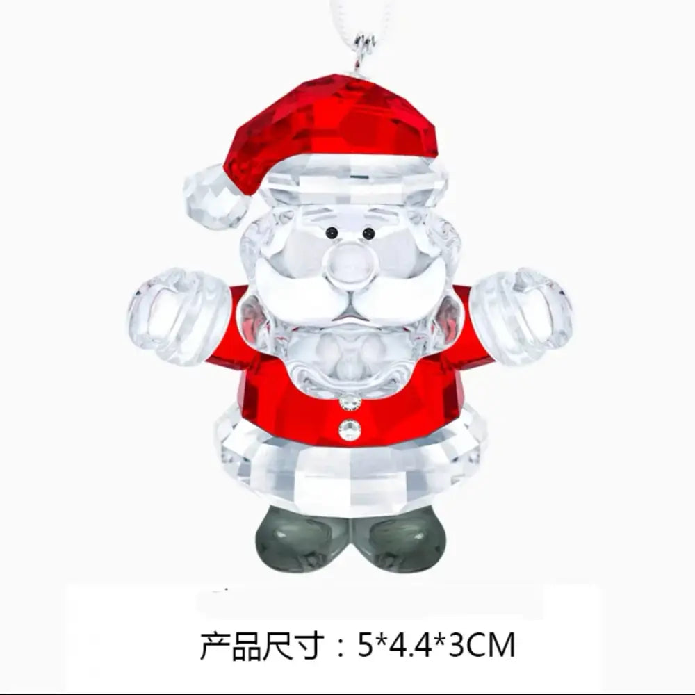 A sparkling red and clear crystal santa claus hanging ornament with silver hook for home decor and decorbites crystal animal
