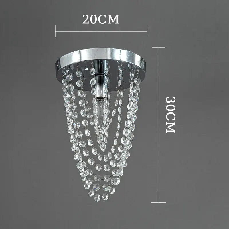 A sleek chrome ceiling light decorbites crystal sun flower with cascading clear faceted crystal beads for bedroom decor