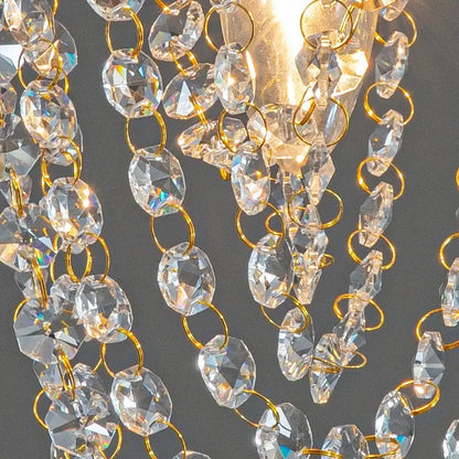 Clear faceted crystal beads on gold toned rings in decorbites crystal sun flower ceiling light chandelier