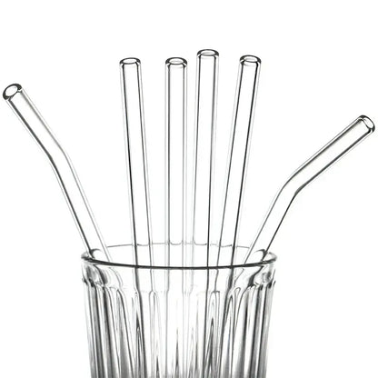 Curved clear glass straws with a sleek transparent design for eco friendly use by decorbites glass straws