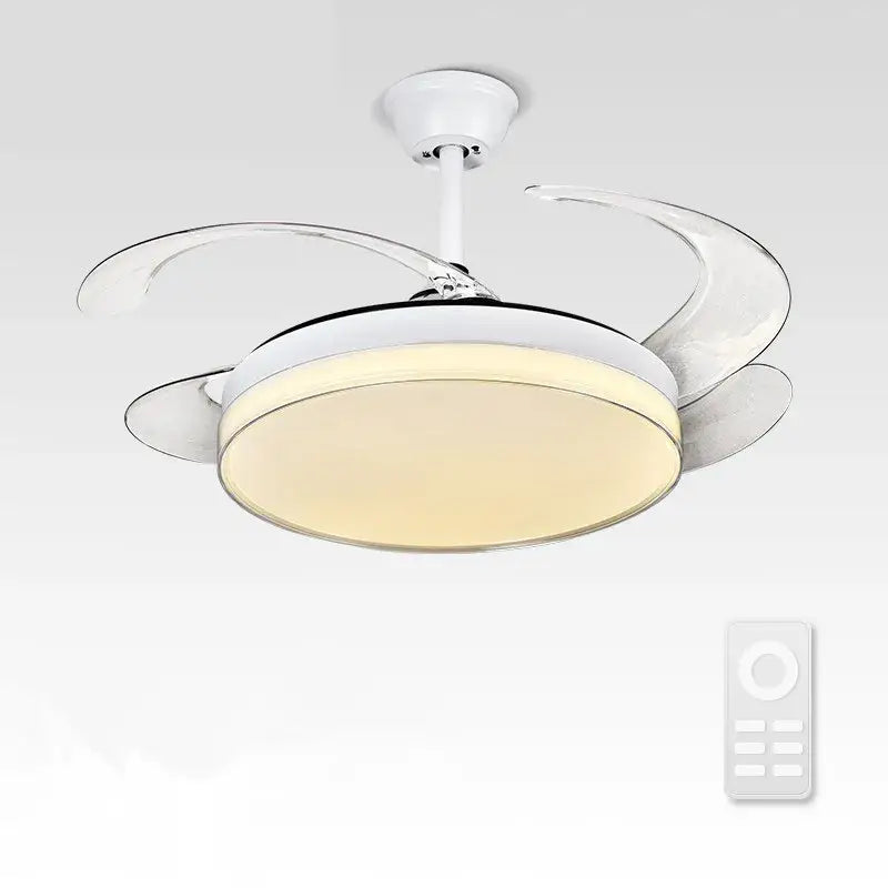 Modern white decorbites led ceiling fan with sleek curved translucent blades for bedroom lighting and decorbites led ceiling use