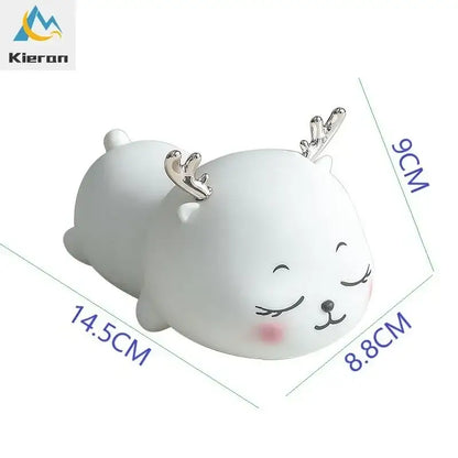 Cute white ceramic reindeer figurine with silver antlers and rosy cheeks colorful deer led lamp for bedroom decorbites
