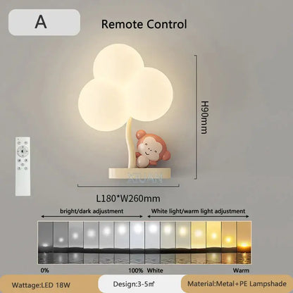 Cute white cloud shape wall lamp with smiling monkey metal base and pe lampshade decorbites cloud shape decor