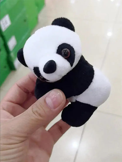 Cute panda plush black and white soft decorbites cute panda keychain for bedroom decoration with round brown eyes